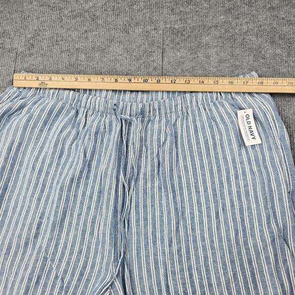 Old Navy Pants Womens XL Blue White Linen Wide Leg Striped Coastal Nautical - Picture 4 of 8